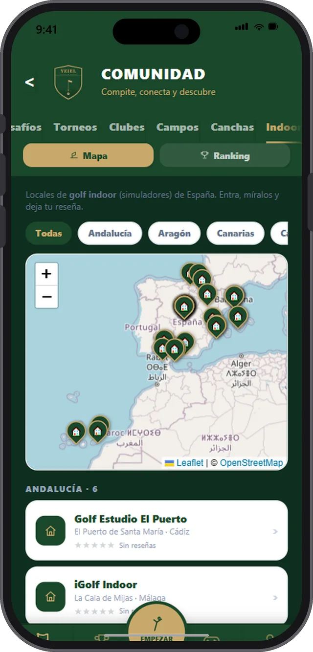 Los simuladores indoor de España, ordenados por comunidad autónoma.