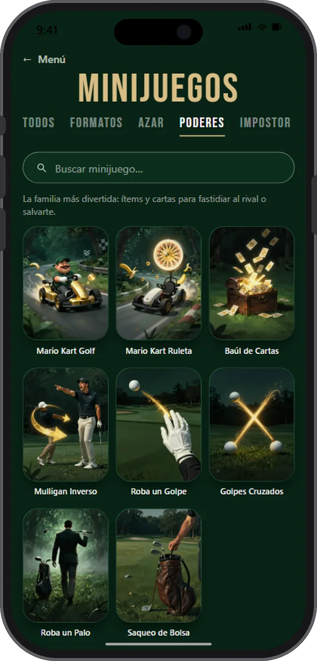 La familia de poderes y cartas: robar un golpe, robar un palo, el saqueo de bolsa y el mulligan inverso.