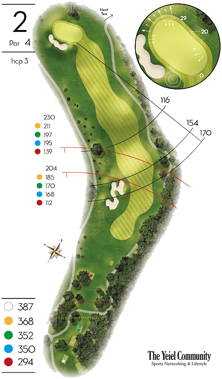 Plano del hoyo 2 de Club de Golf Alcanada