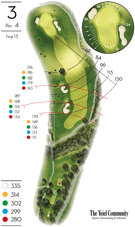 Plano del hoyo 3 de Club de Golf Alcanada