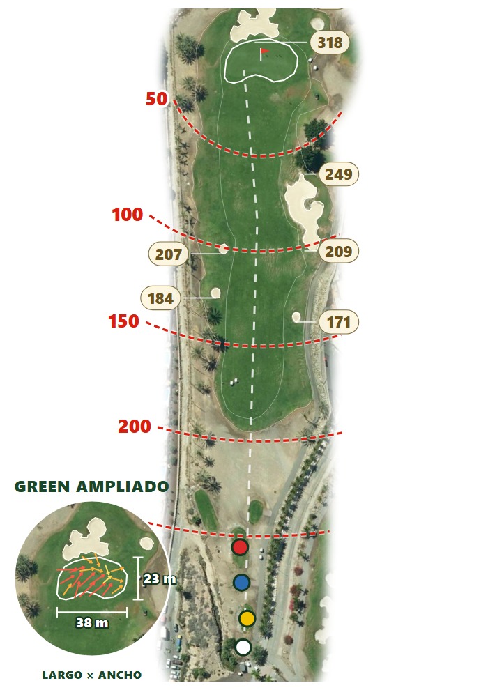 Plano del hoyo 1 de Anfi Tauro Golf (Anfi Golf by Lopesan)