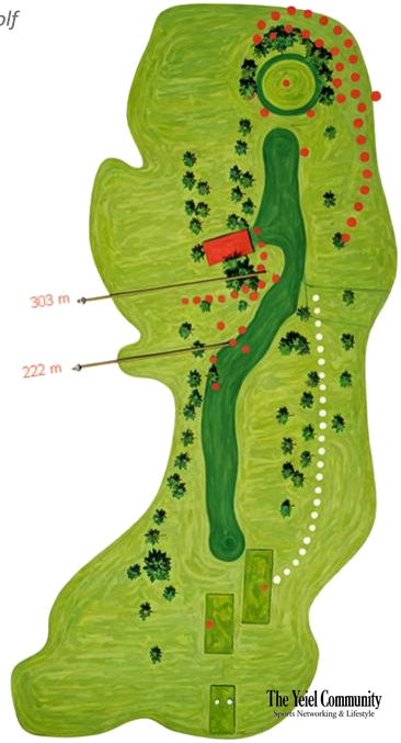 Plano del hoyo 2 de Golf Antequera