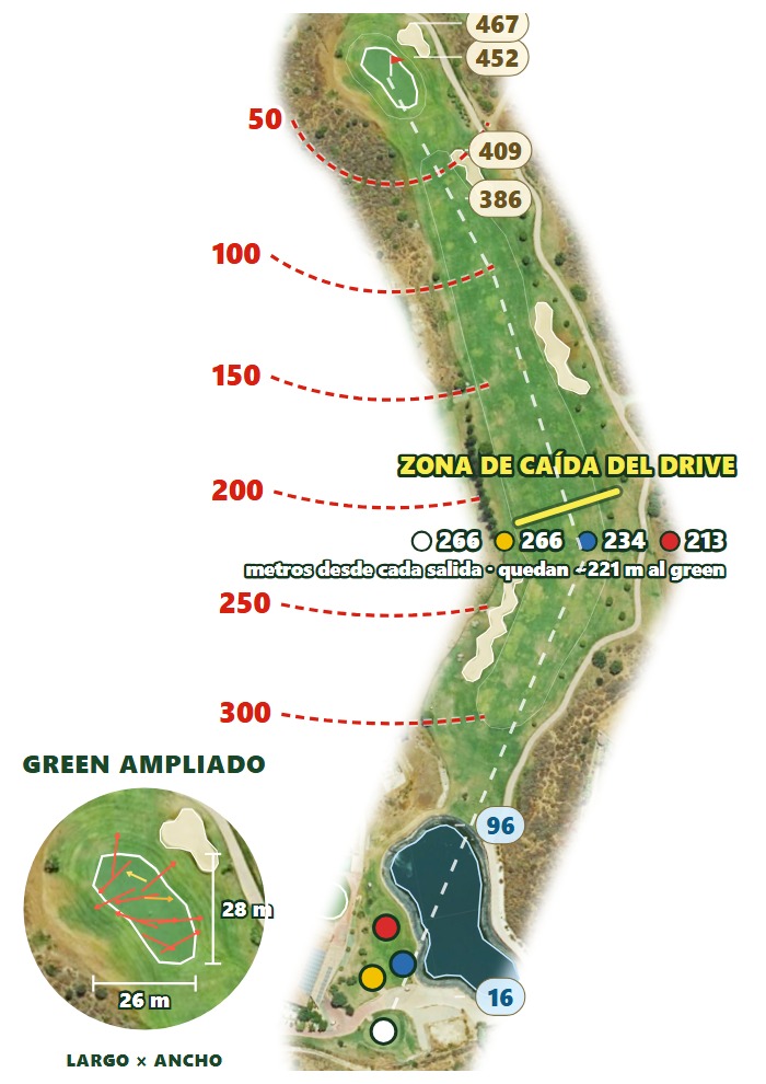 Plano del hoyo 1 de Calanova Golf Club