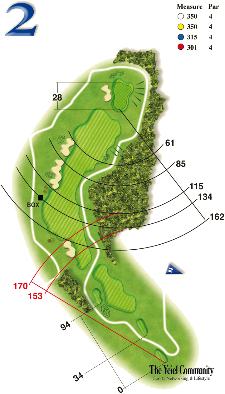 Plano del hoyo 2 de Calanova Golf Club