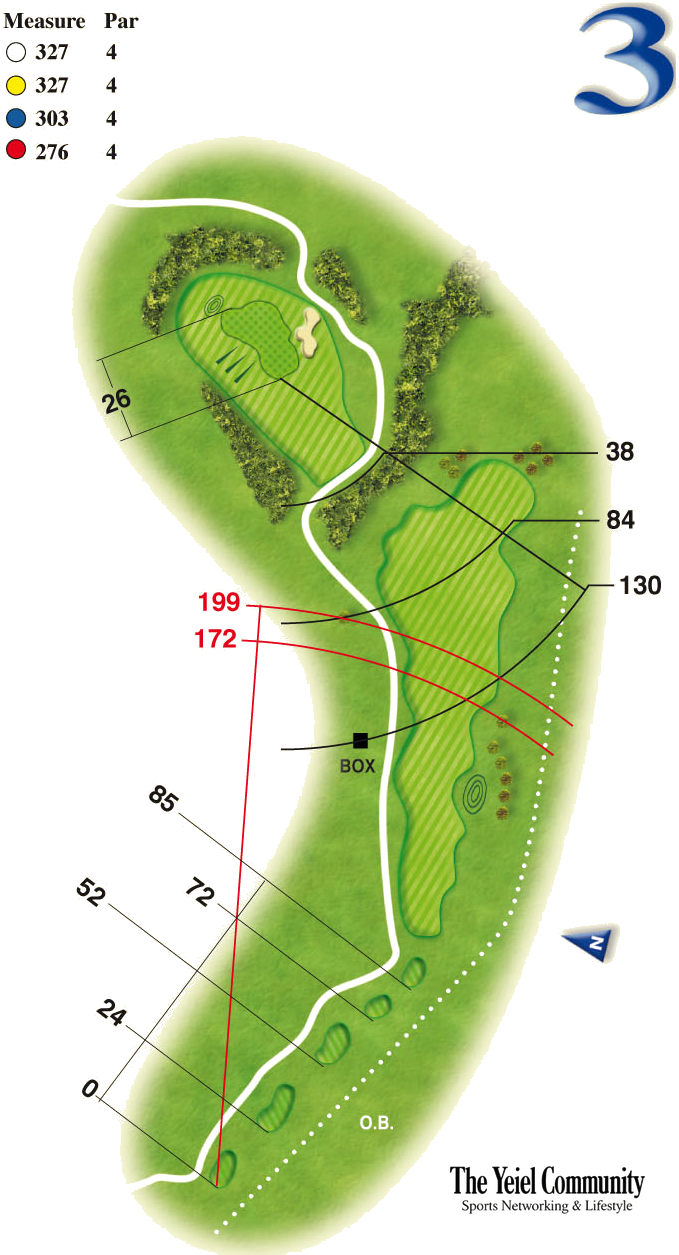 Plano del hoyo 3 de Calanova Golf Club