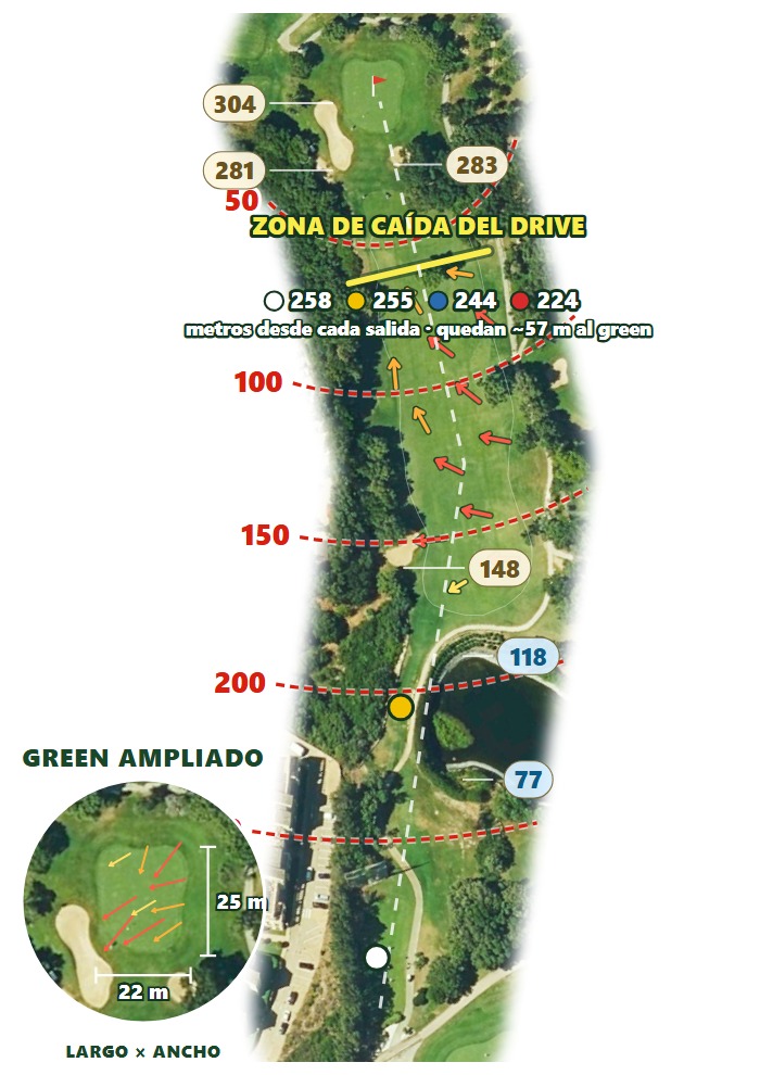 Plano del hoyo 1 de Club de Golf La Cañada