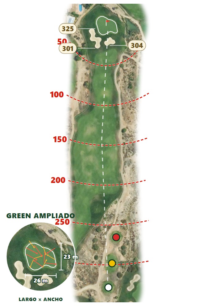 Plano del hoyo 5 de Desert Springs Golf Club
