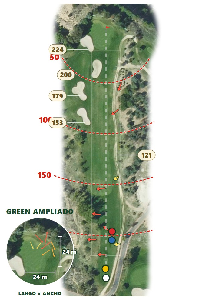 Plano del hoyo 3 de Gambito Golf Club Calatayud