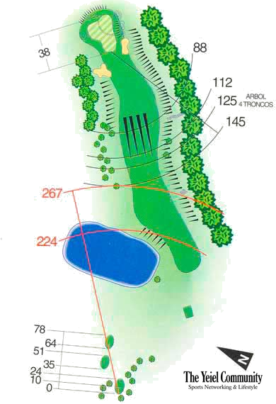 Plano del hoyo 2 de Golf Ibiza