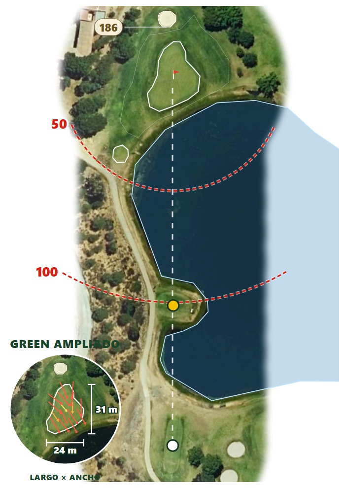 Plano del hoyo 3 de Isla Canela Links