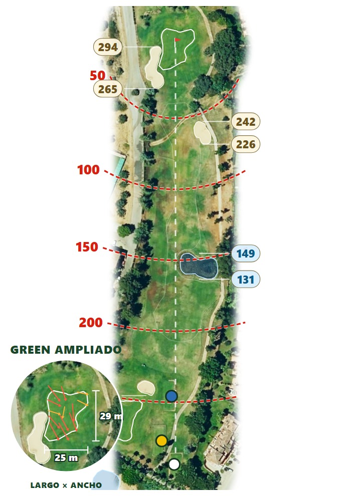 Plano del hoyo 1 de Lauro Golf