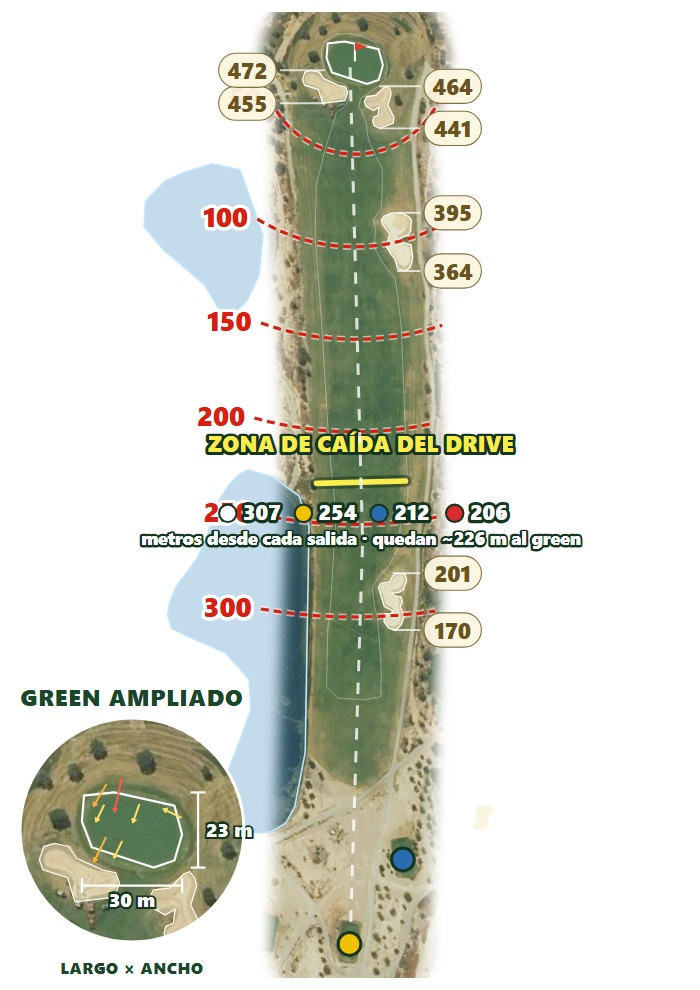 Plano del hoyo 1 de New Sierra Golf