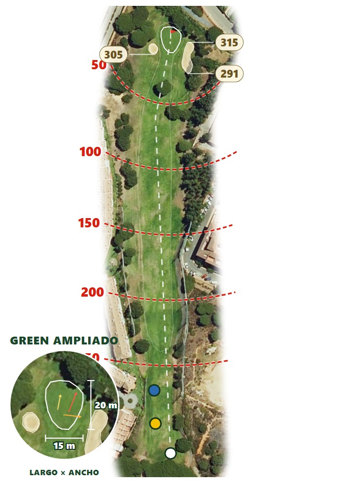 Plano del hoyo 3 de Golf Nuevo Portil