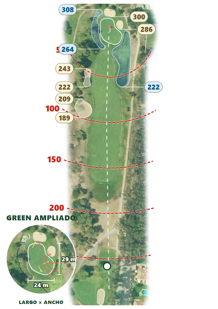 Plano del hoyo 3 de Parador de Málaga Golf (Real Club de Campo de Málaga)