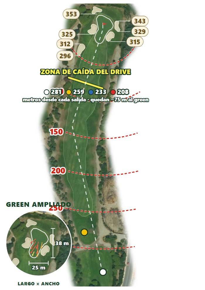 Plano del hoyo 1 de Club de Golf Playa Serena