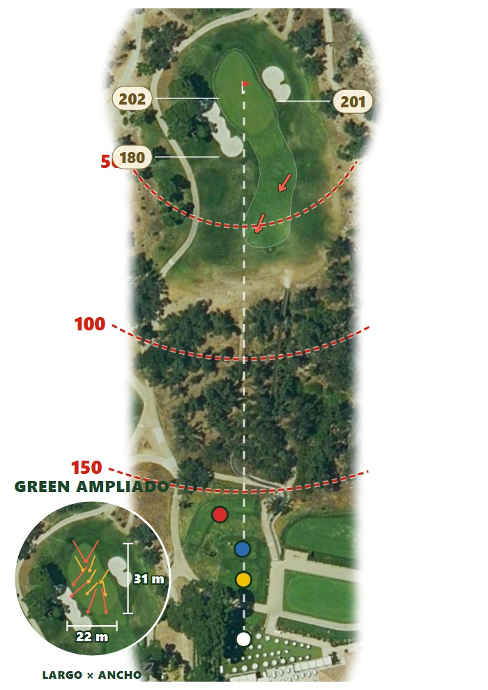 Plano del hoyo 1 de Real Club de la Puerta de Hierro — Abajo