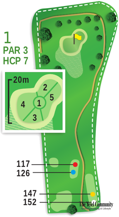 Plano del hoyo 1 de Vall d'Or Golf