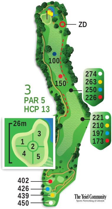 Plano del hoyo 3 de Vall d'Or Golf